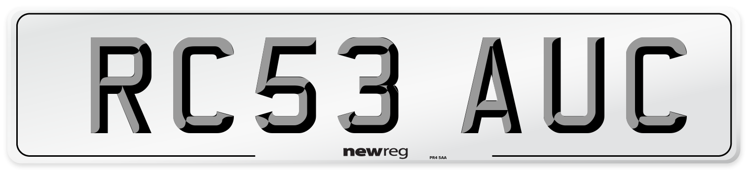 RC53 AUC Number Plate from New Reg